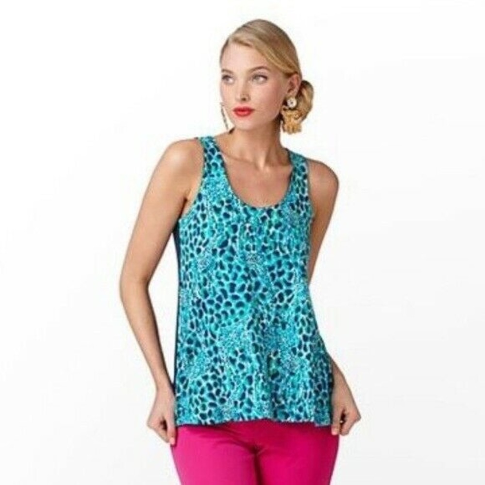 Lilly Pulitzer Hart Tank Blue/Green Giraffe
